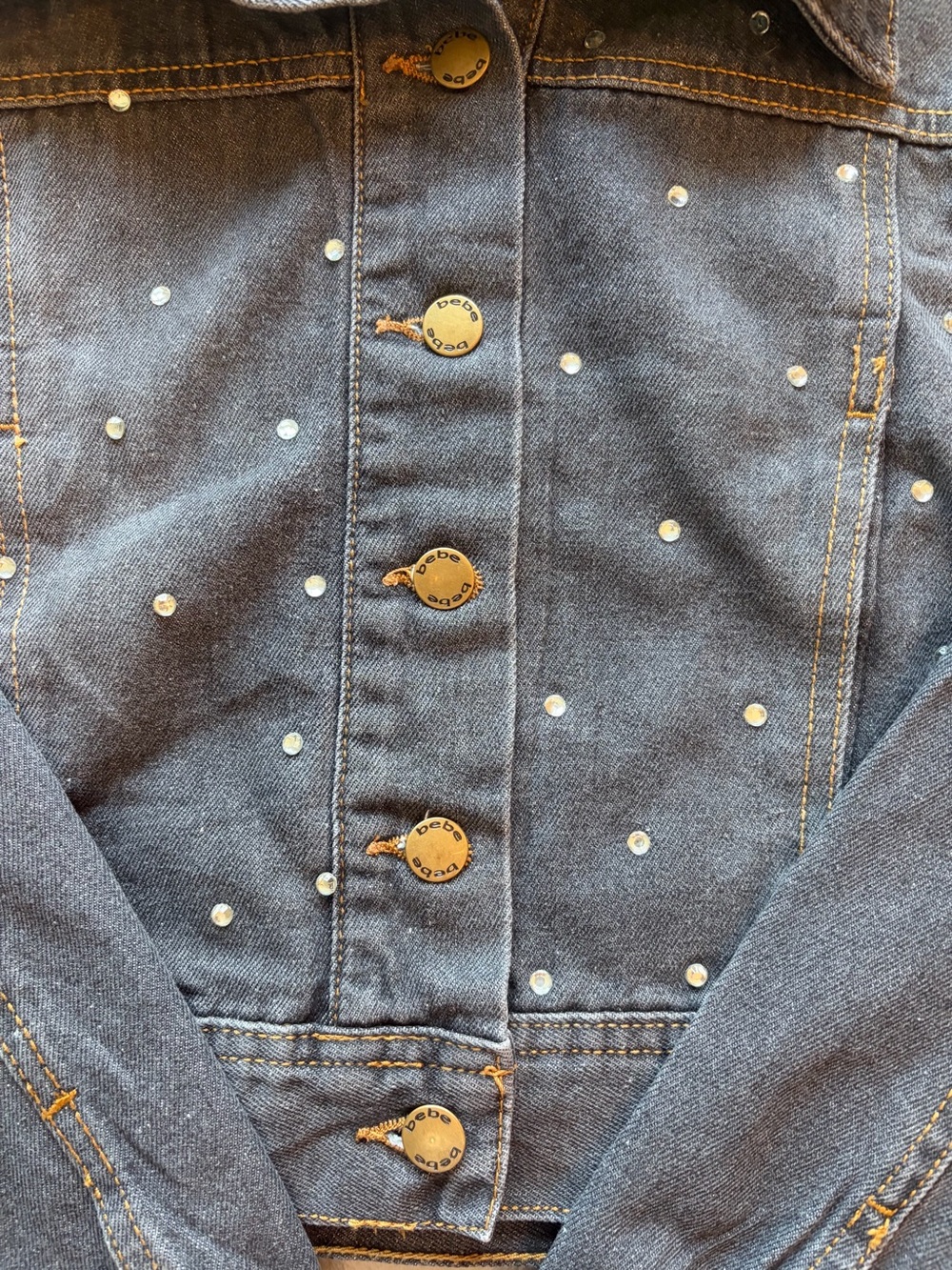 Bebe Denim Jacket With Rhinestones - Picture 6 of 8